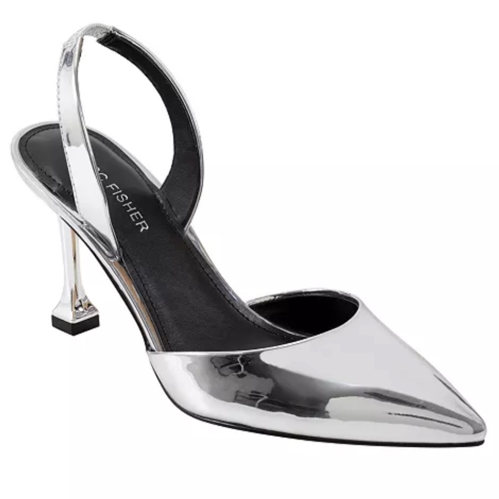 Marc Fisher Hadya slingback heels silver